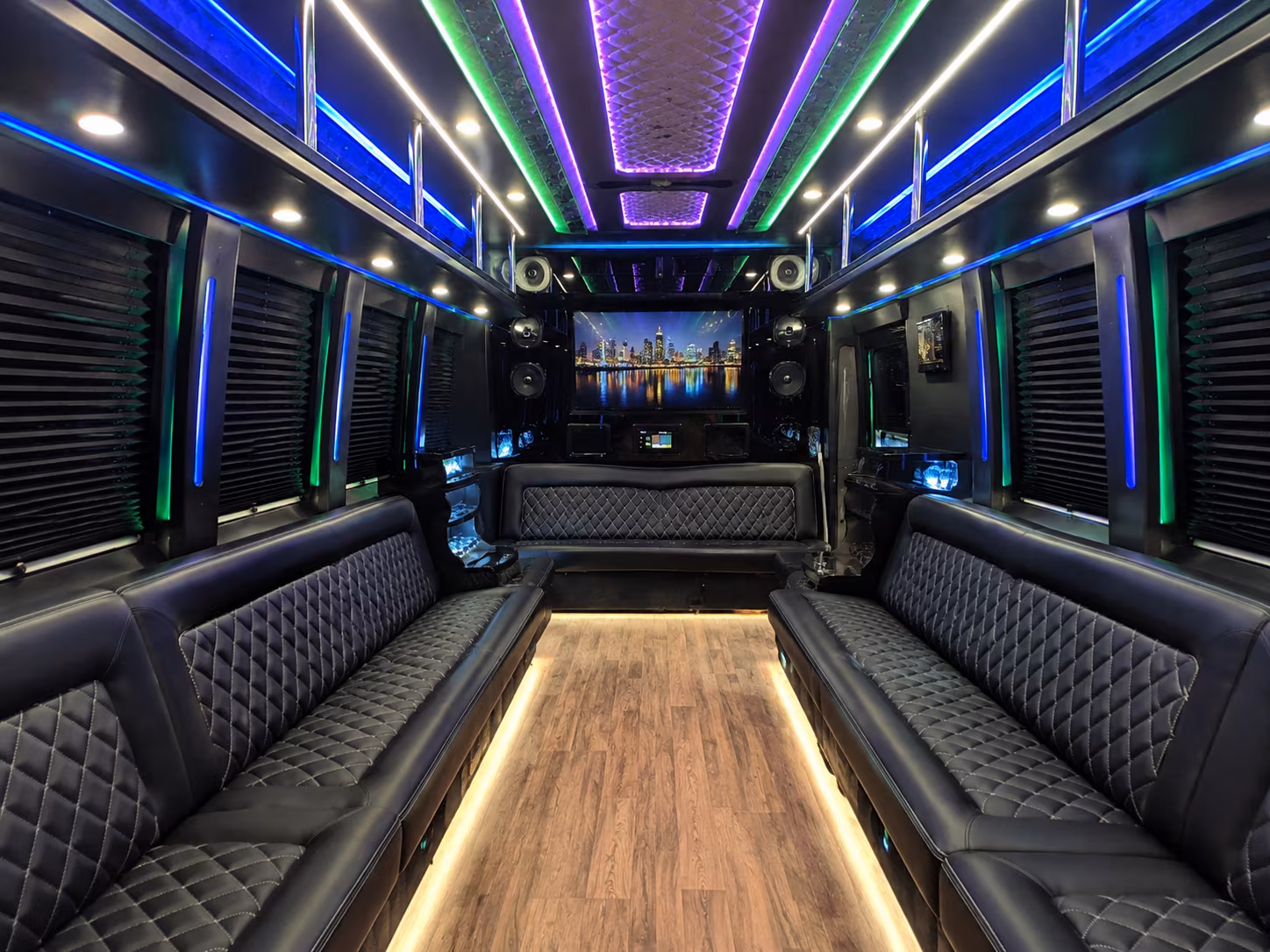 parsippany troy hills 25 passenger party bus interior